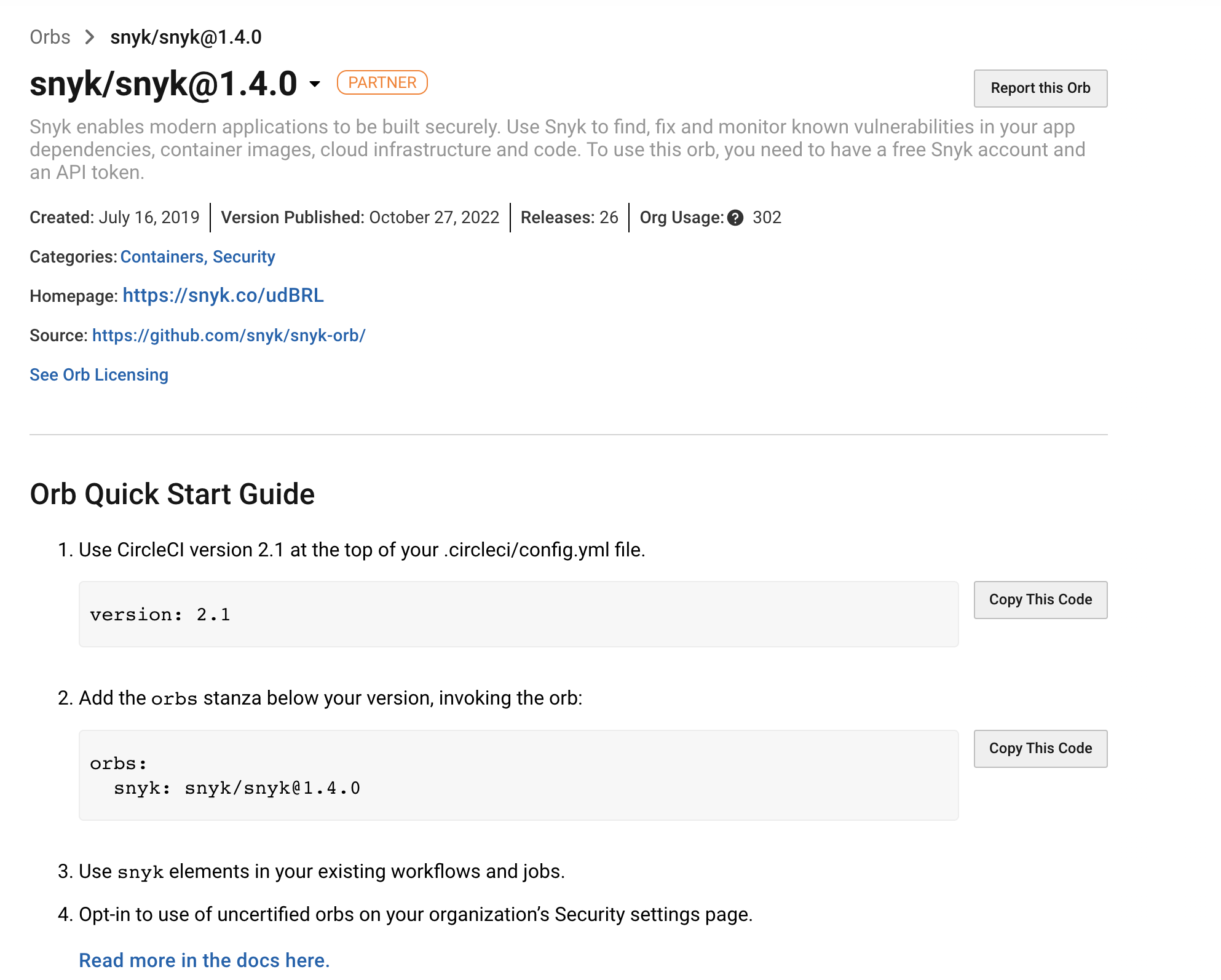 Snyk Orb 정보