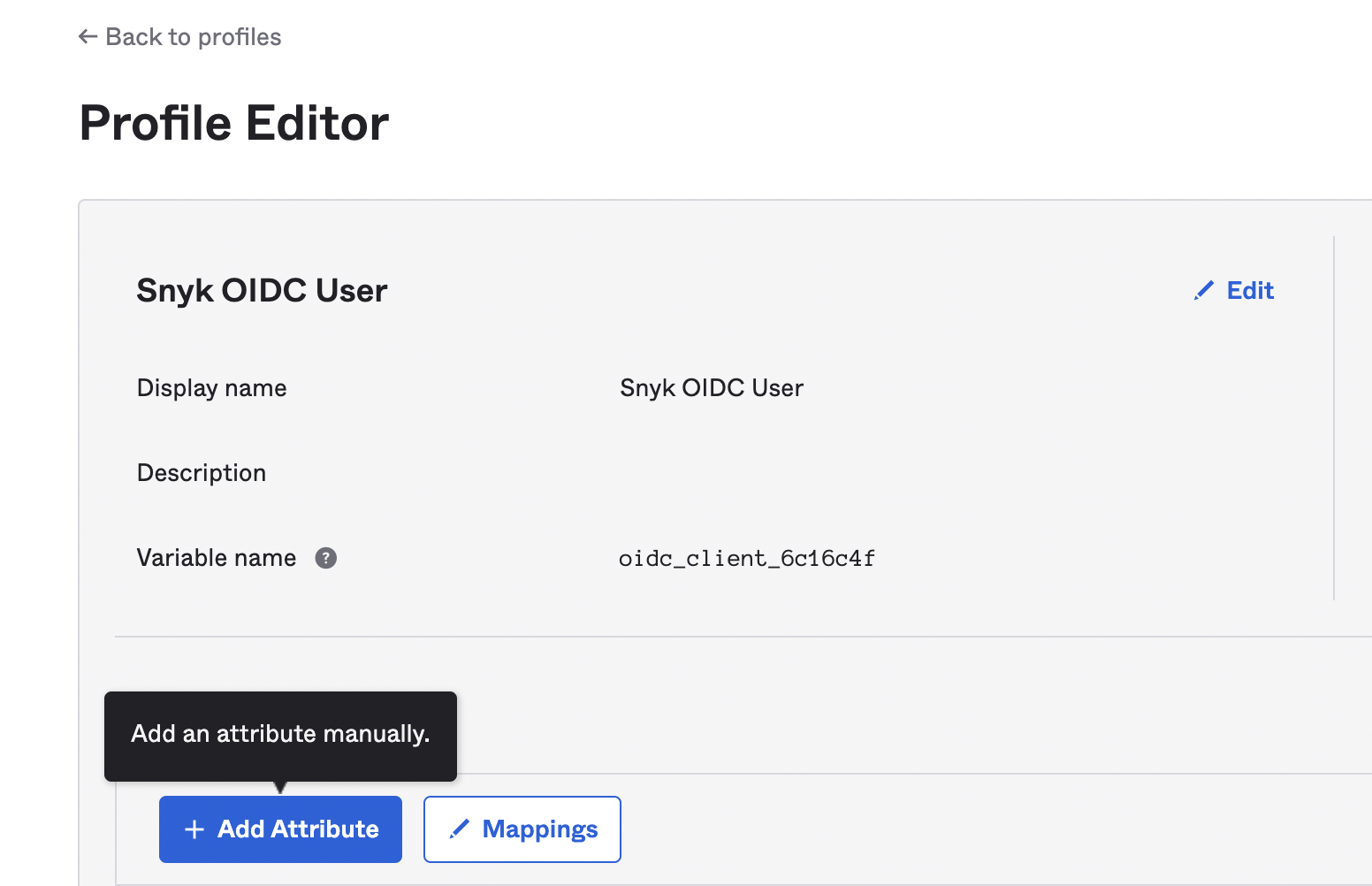 Okta profile editor