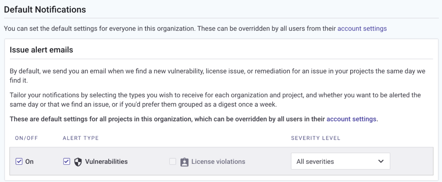 이메일 알림 관리 인터페이스