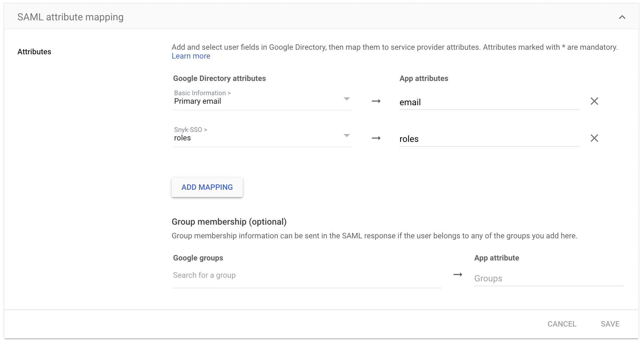 Adding custom mapping app attribute