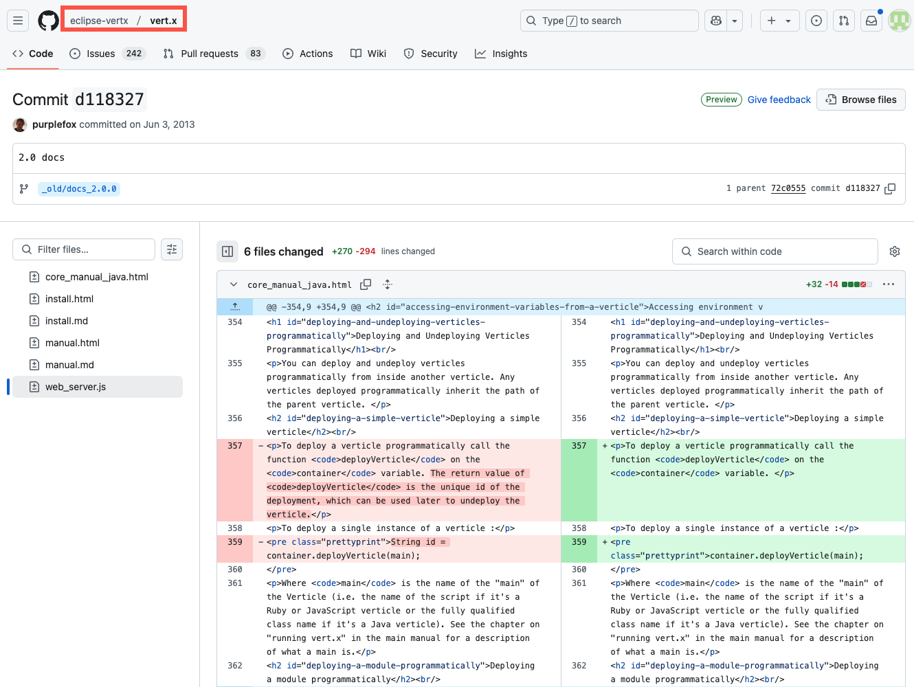 수정 분석의 소스 코드 외부 링크