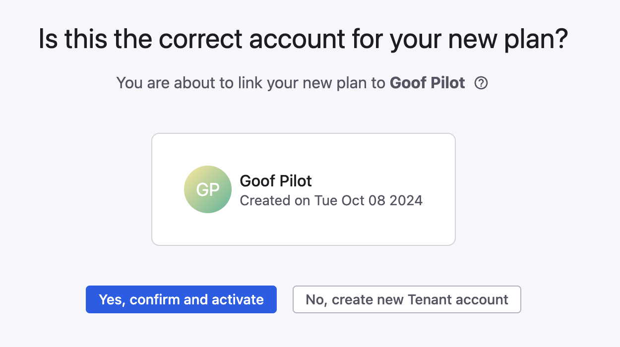 기존 테넌트 연결 또는 새 테넌트 생성