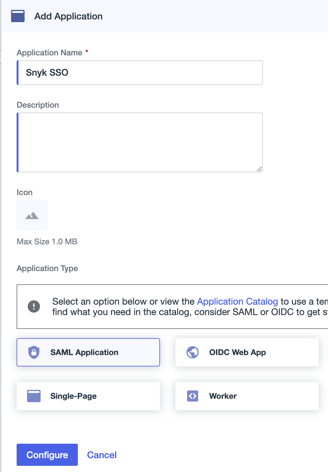Configure as SAML Application