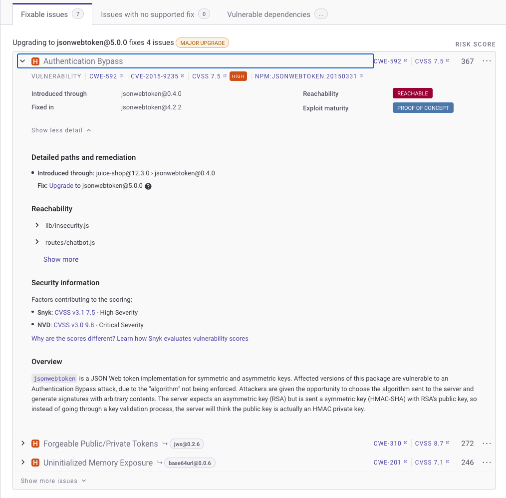 jsonwebtoken 이슈 카드 본문 상세 정보