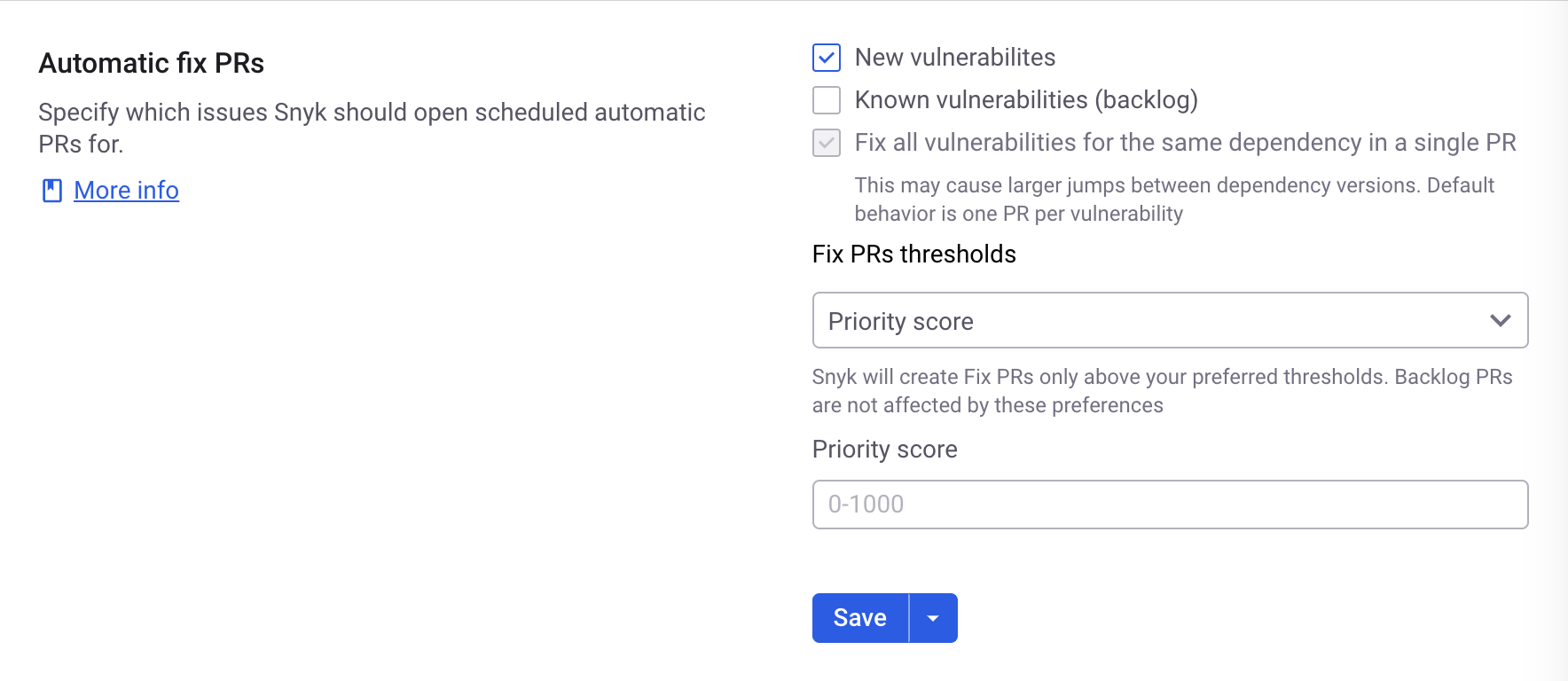 Git 통합을 위한 자동 수정 PR 설정.