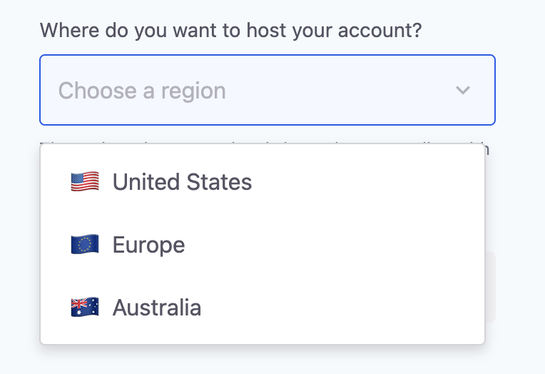 사용 가능한 호스팅 지역