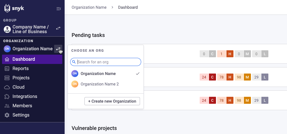 조직을 열어 세부 정보 찾기