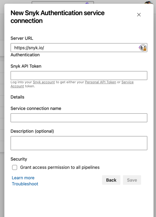 새 Snyk 인증 서비스 연결