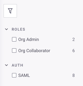 역할 또는 인증 방법별로 멤버 필터링