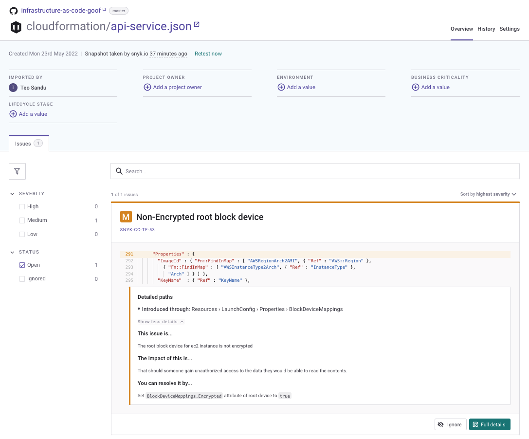 CloudFormation 프로젝트 세부 정보