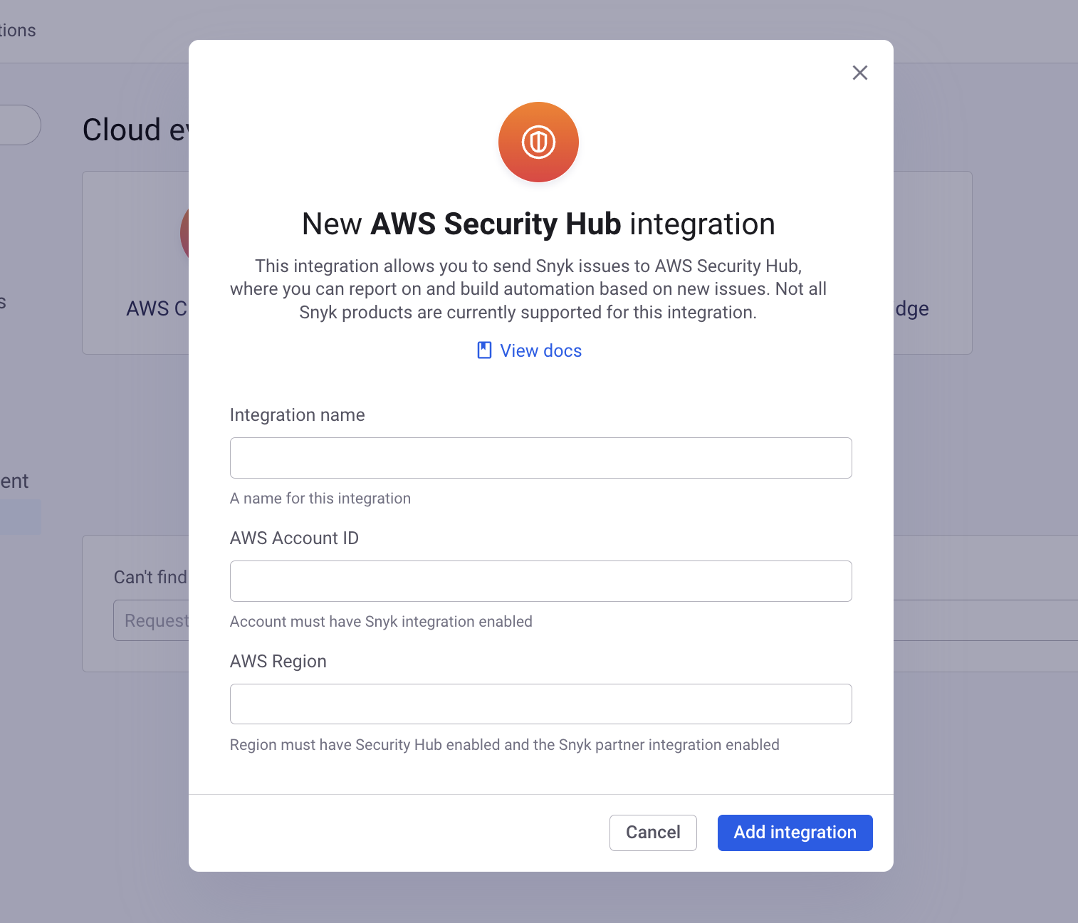 통합 세부 정보 입력