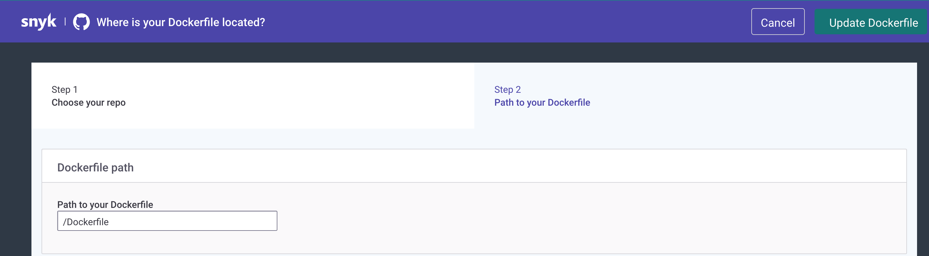 Dockerfile 경로 입력