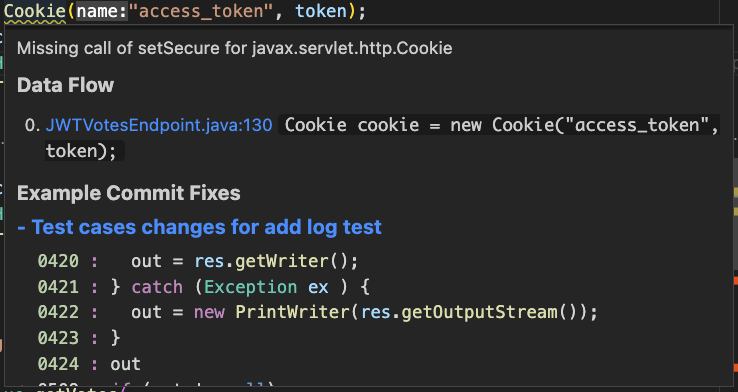 Snyk Code 편집기 창