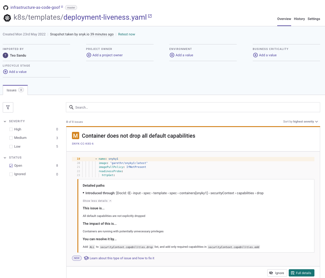 Kubernetes 프로젝트 세부 정보