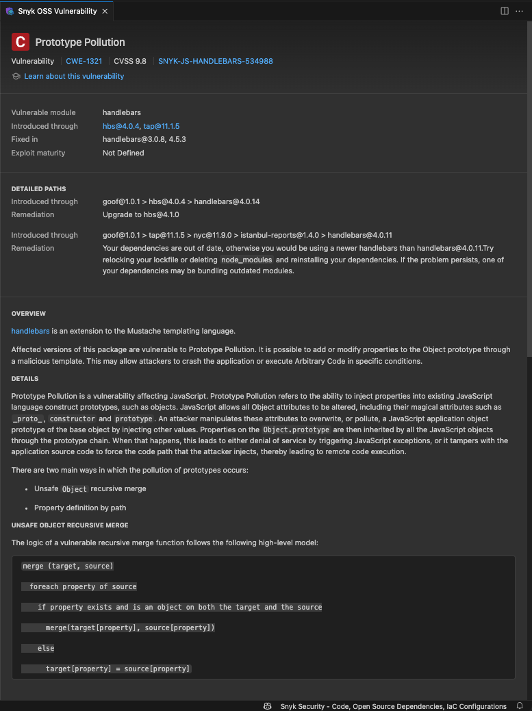 Snyk 오픈소스 취약점 창