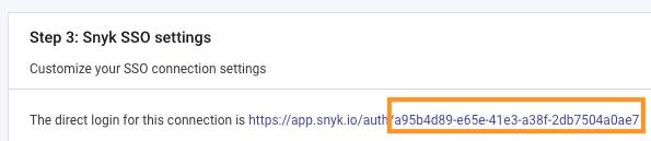 Self Serve SSO 화면, 3단계, sso_id 강조 표시됨