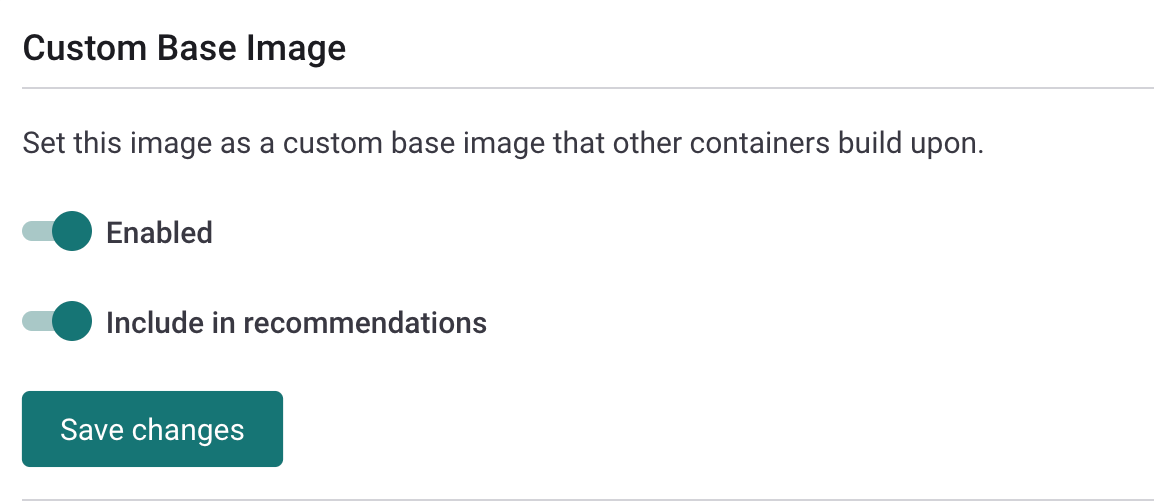 사용자 정의 베이스 이미지 토글 활성화됨