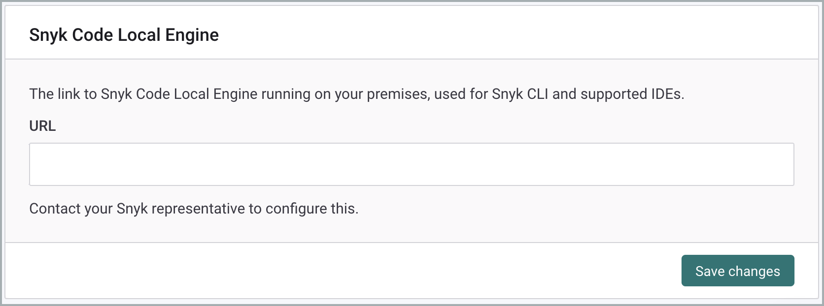 Local Engine URL을 보여주는 Snyk Code Local Engine 설정