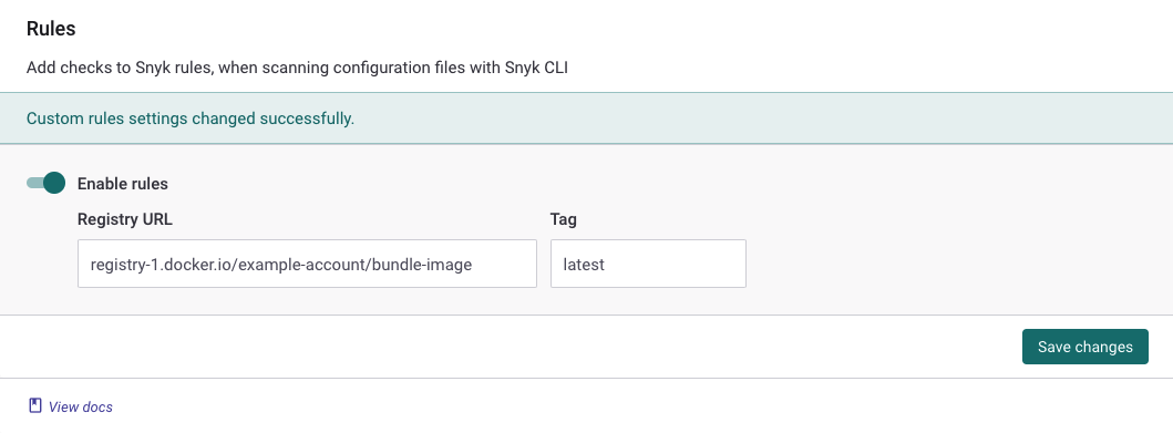 레지스트리 URL 및 태그 구성됨
