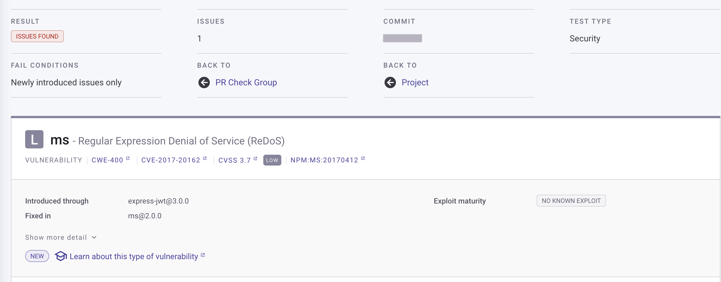 PR 검사 결과 개요.