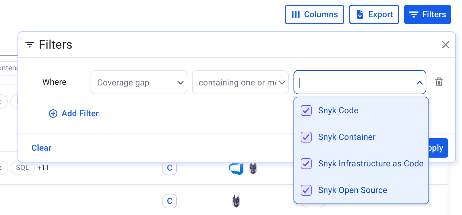 Coverage gap 필터를 사용하여 정책을 벗어난 모든 자산 찾기