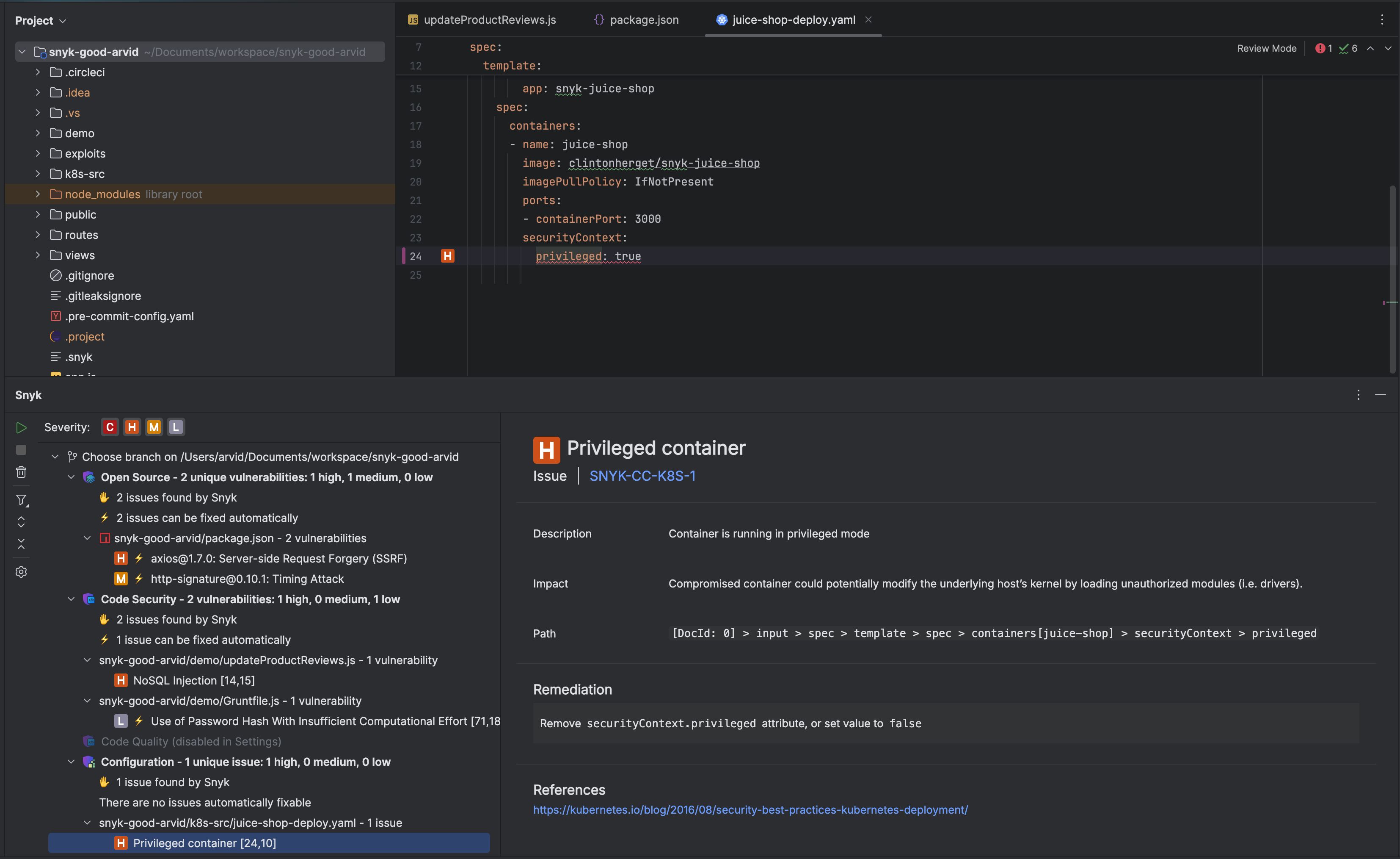 Snyk IaC 문제 세부 정보