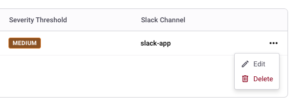 알림 사용자 지정을 위한 편집 및 삭제 옵션