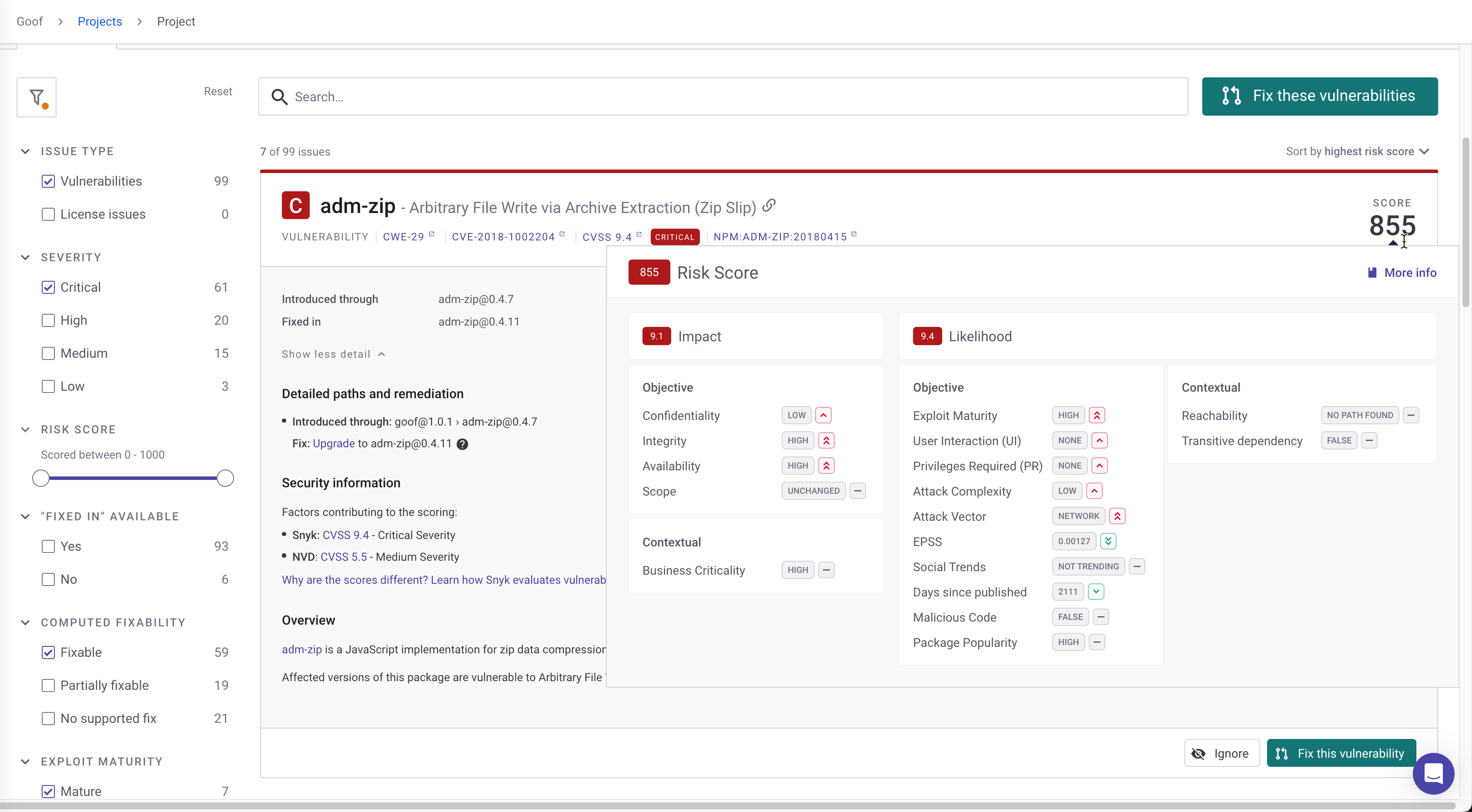 우선순위 점수 상세 카드