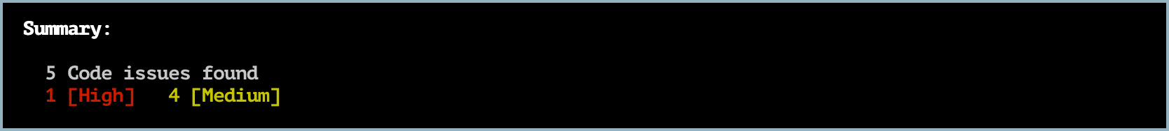 Snyk Code 문제에 대한 CLI 테스트 결과 요약