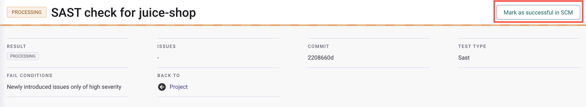 PR 검사 결과를 성공으로 표시.