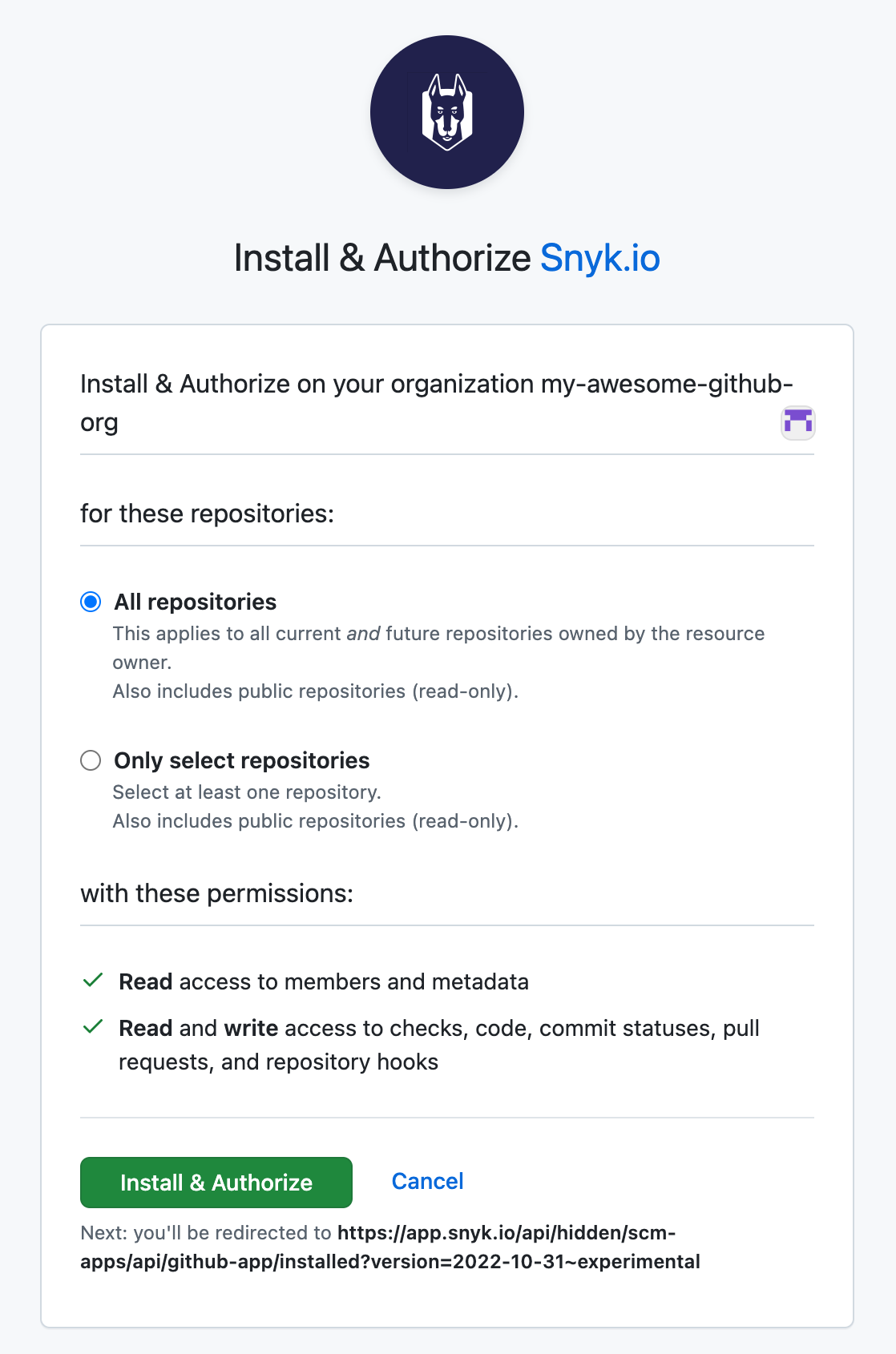 GitHub Cloud 앱을 설치하는 GitHub 조직에 대한 설치 및 승인 설정