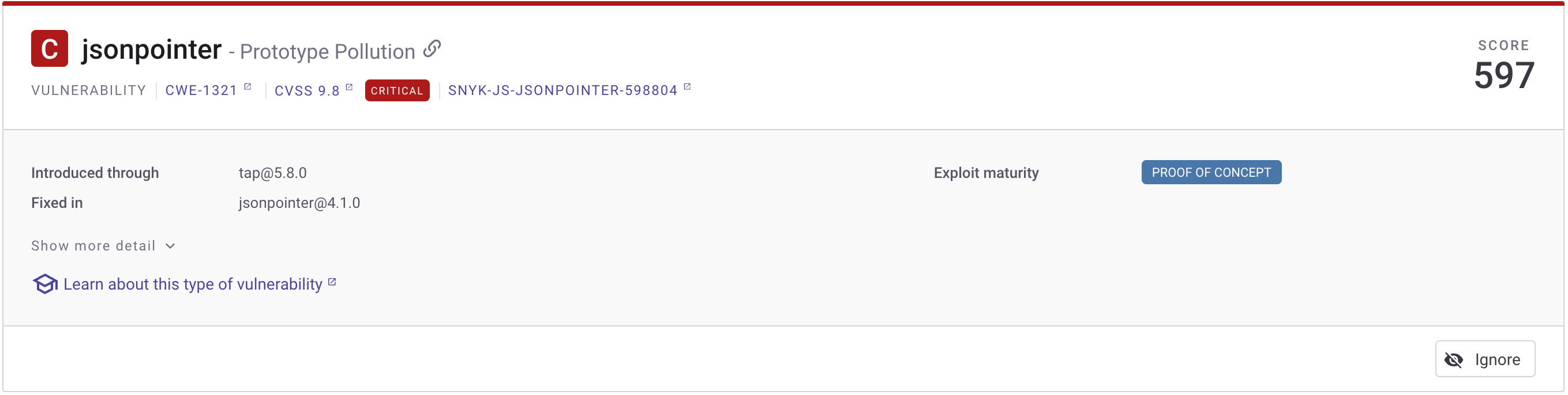 지원되는 수정 사항이 없는 취약점의 예